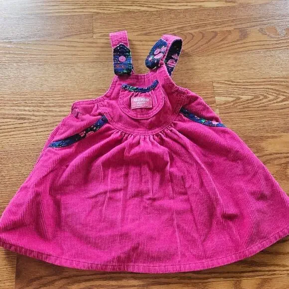 Vintage Oshkosh Floral Corduroy Pink Dress Size 3T - Picture 3 of 7